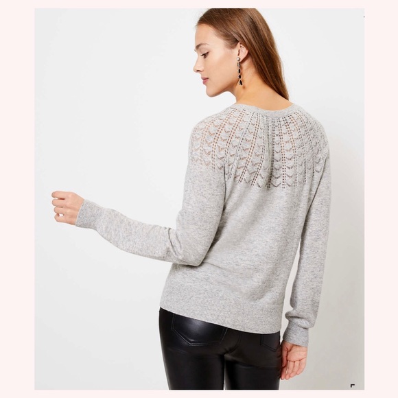 LOFT Pointelle Yoke Sweater - Picture 3 of 3